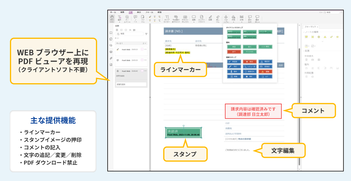 WEBブラウザー上に高機能なPDFビューアを実現。