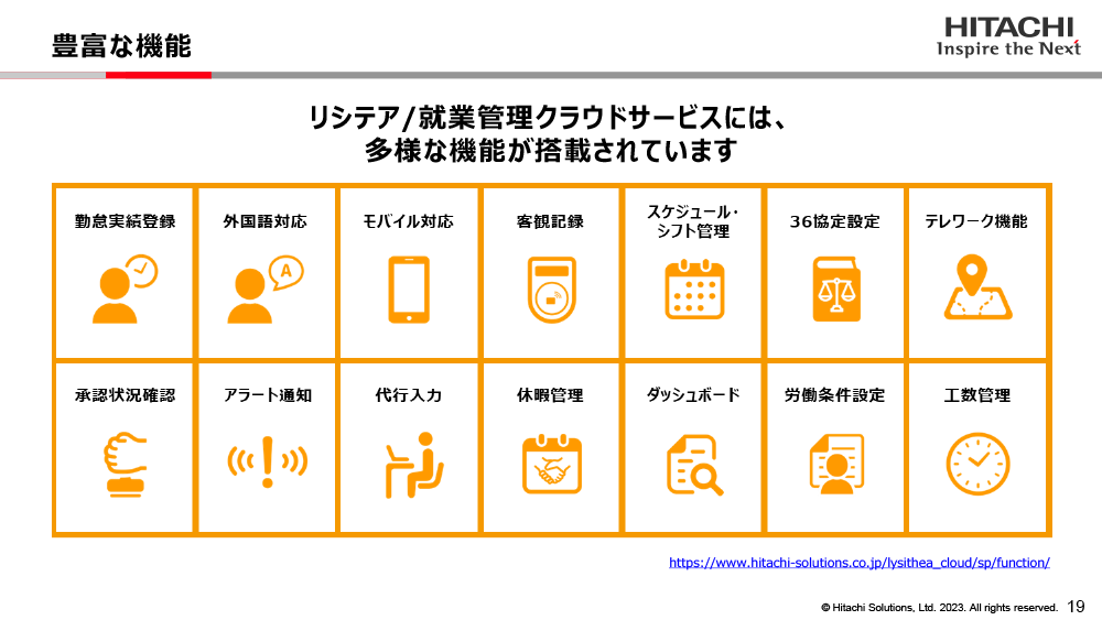 リシテア/就業管理クラウドサービスの豊富な機能