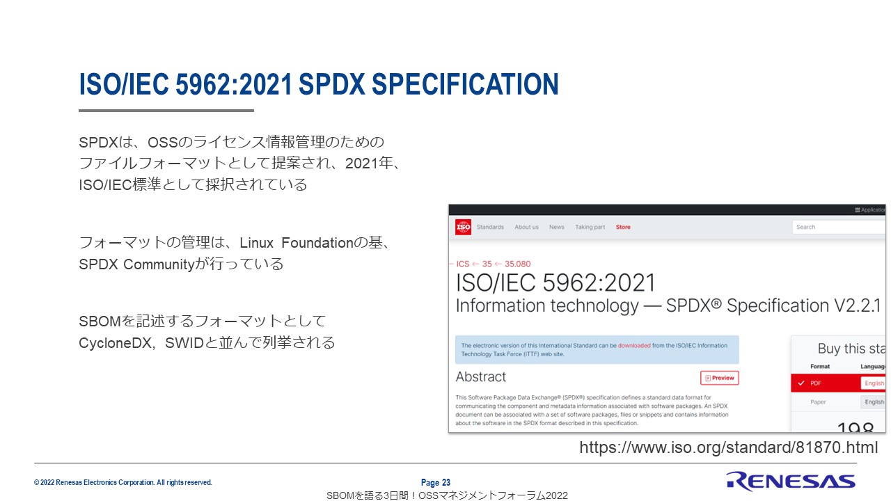 ISO/IEC 5962:2021 SPDX SPECIFICATIONのスライド