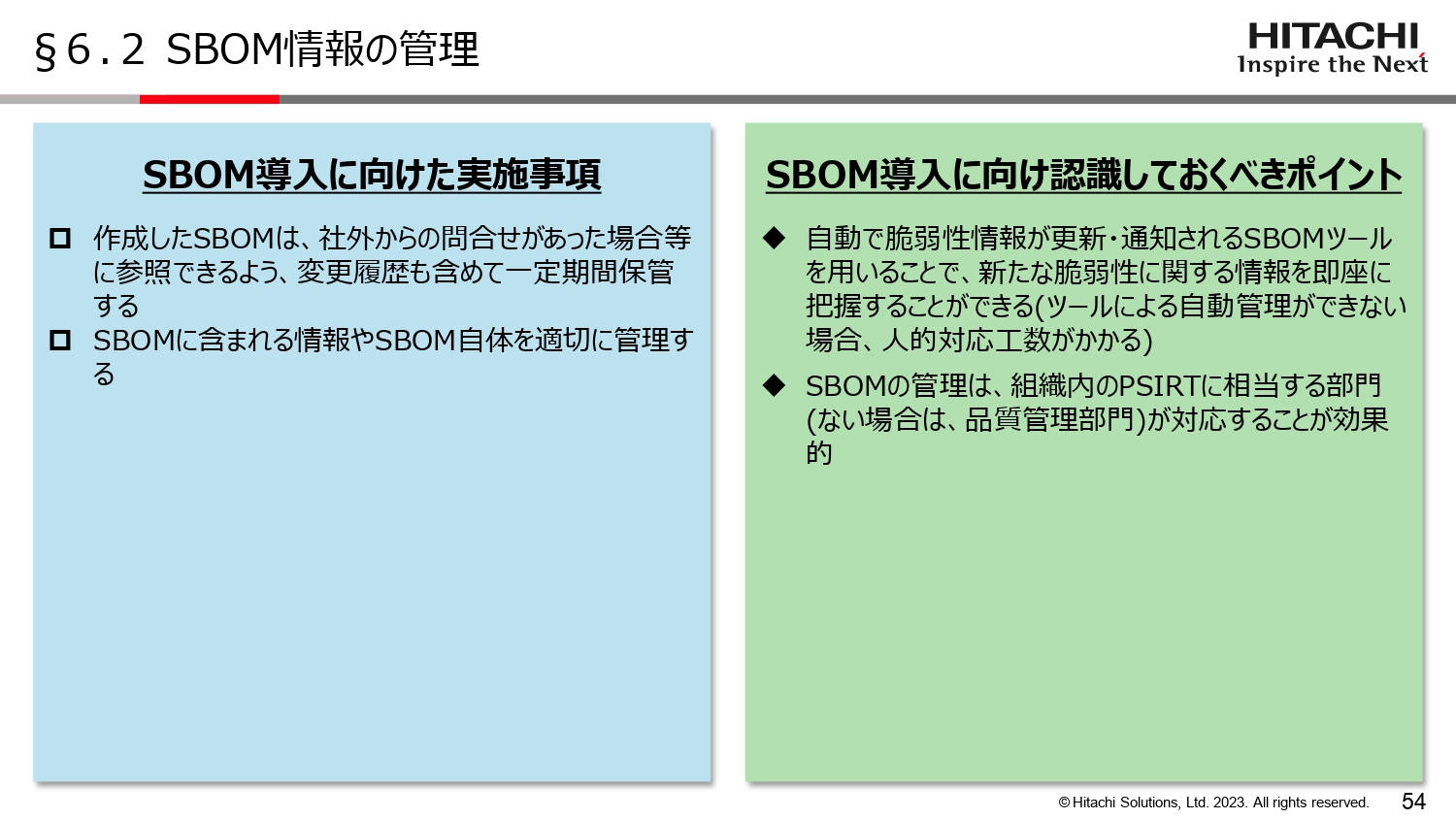 SBOM情報の管理のスライド